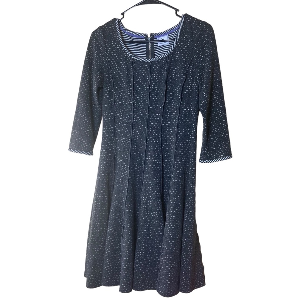 Violet Weekend Dress Micro Polka dot with contrasting Stripe Accent Size Small‎